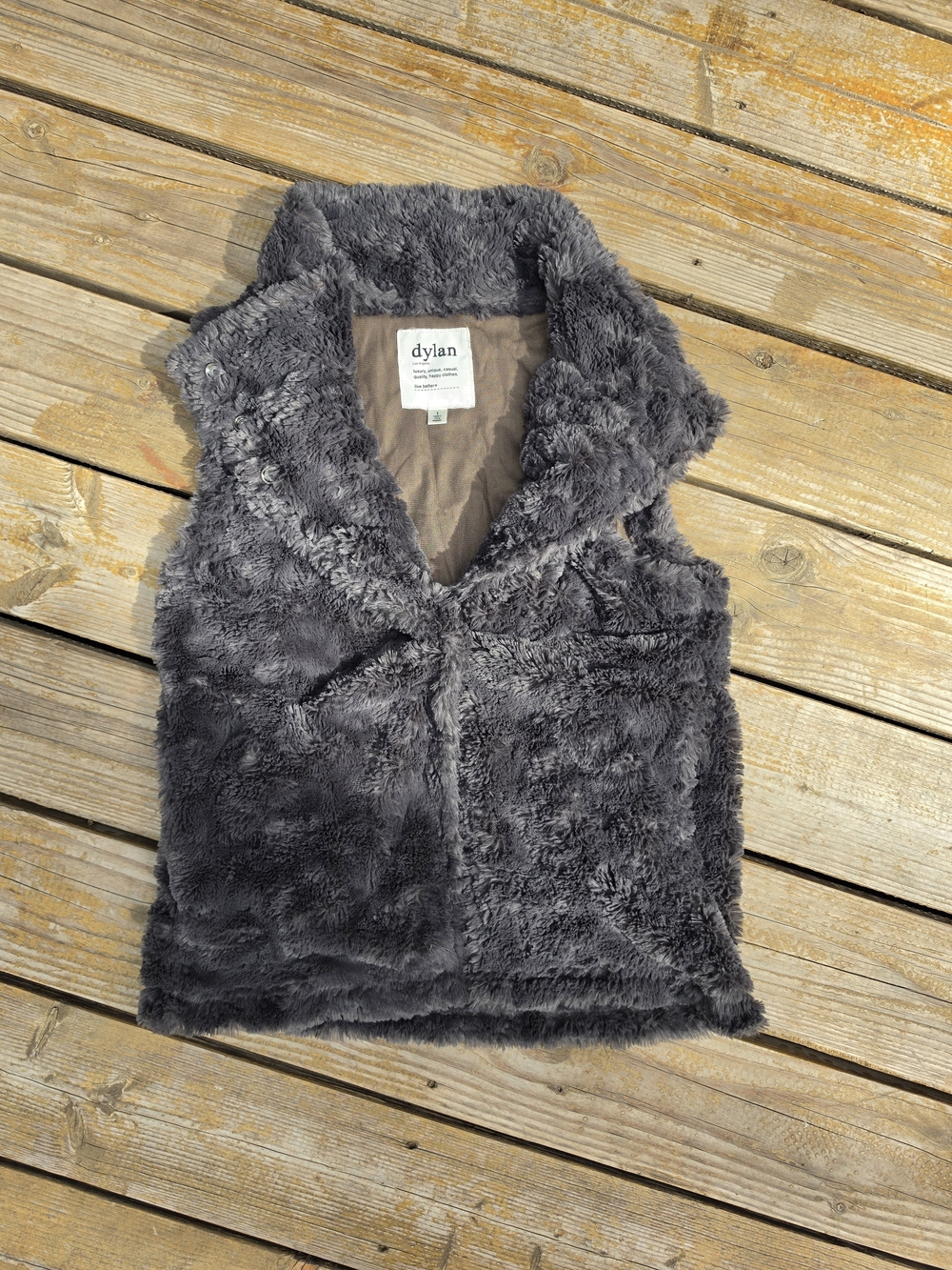 dylan Plush Faux Fur Gray Sleeveless Vest